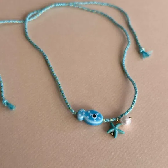 Blue Fish Charm Necklace N1771 - Picture 4 of 6